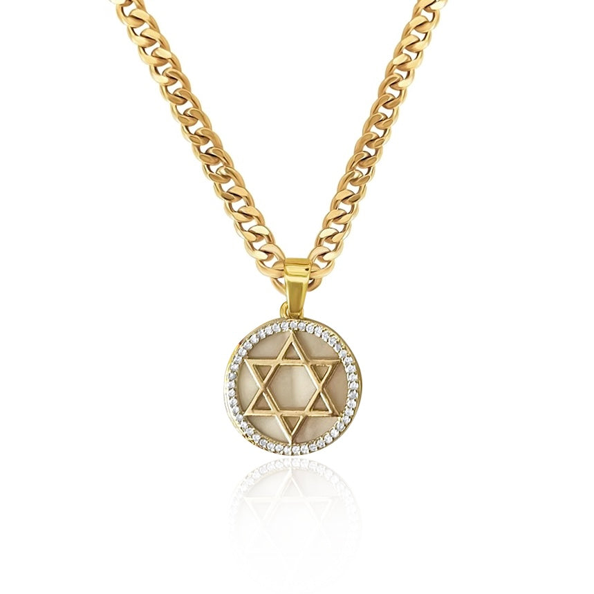 Gemstone Star of David Necklace - Gold Filled