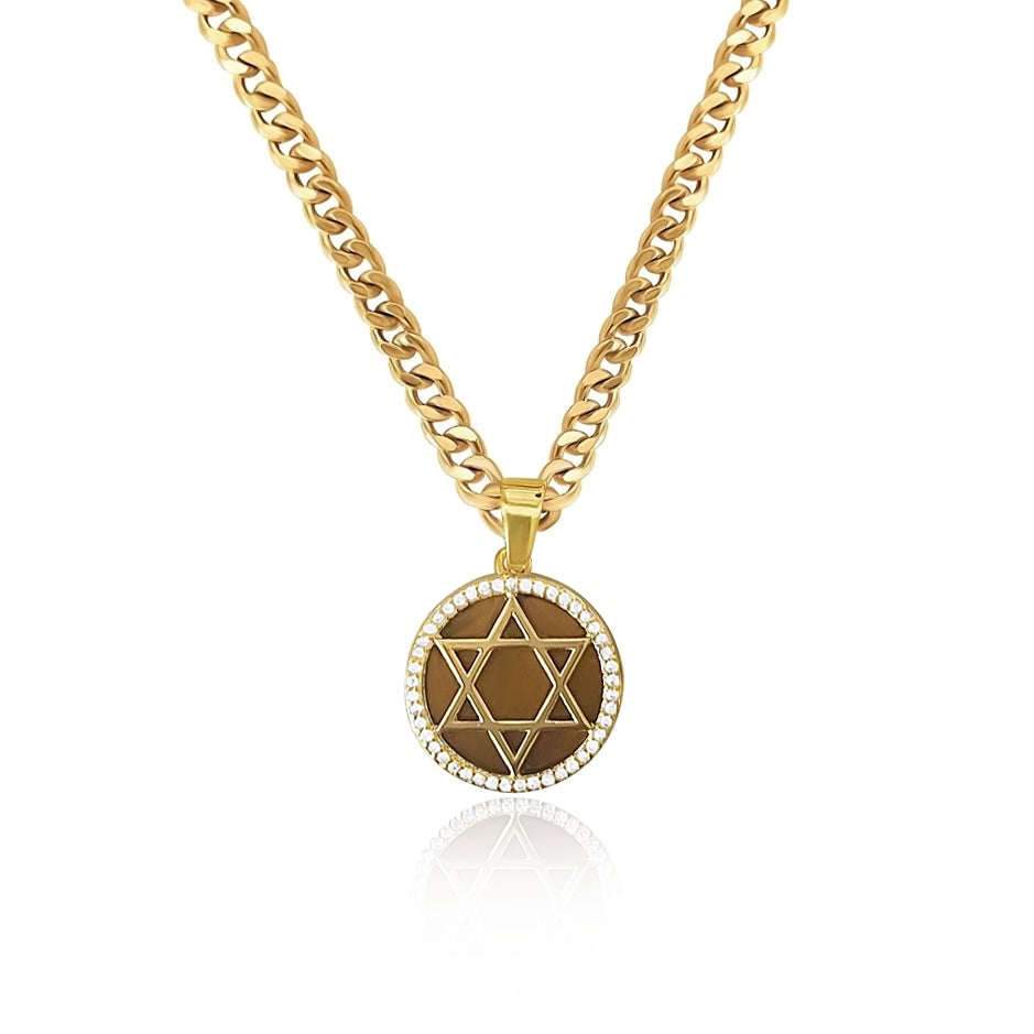 Gemstone Star of David Necklace - Gold Filled