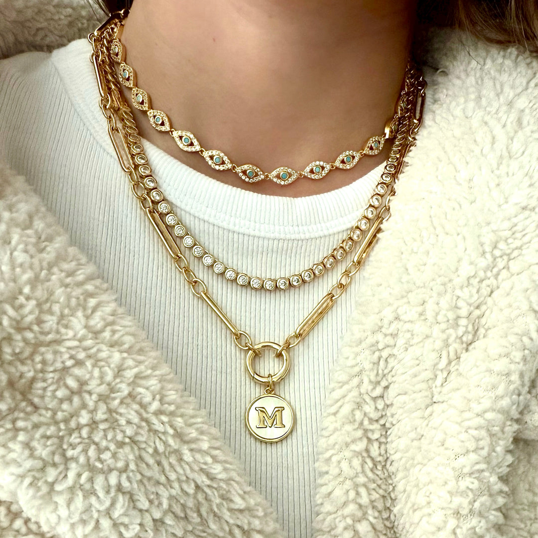 Evil Eye Initial Set - Gold Filled