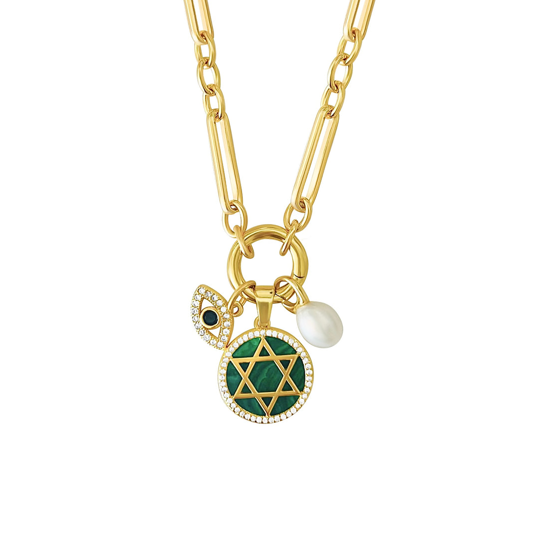 Star of David Gemstone Necklace- Gold Filled