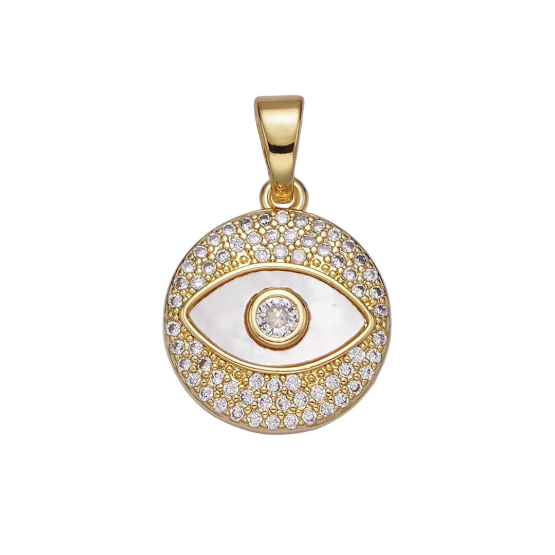 Diamond Pearl Evil Eye Charm