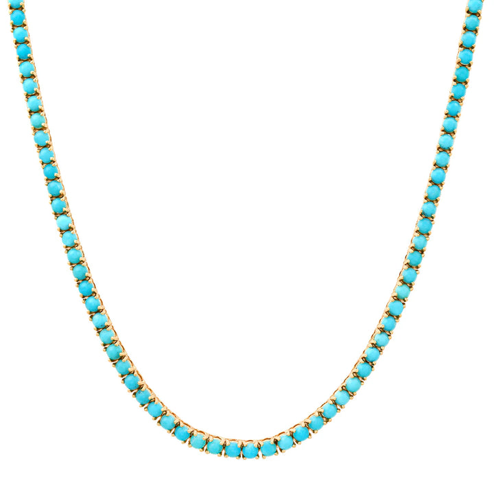 Turquoise Tennis Chain Necklace - Gold Filled