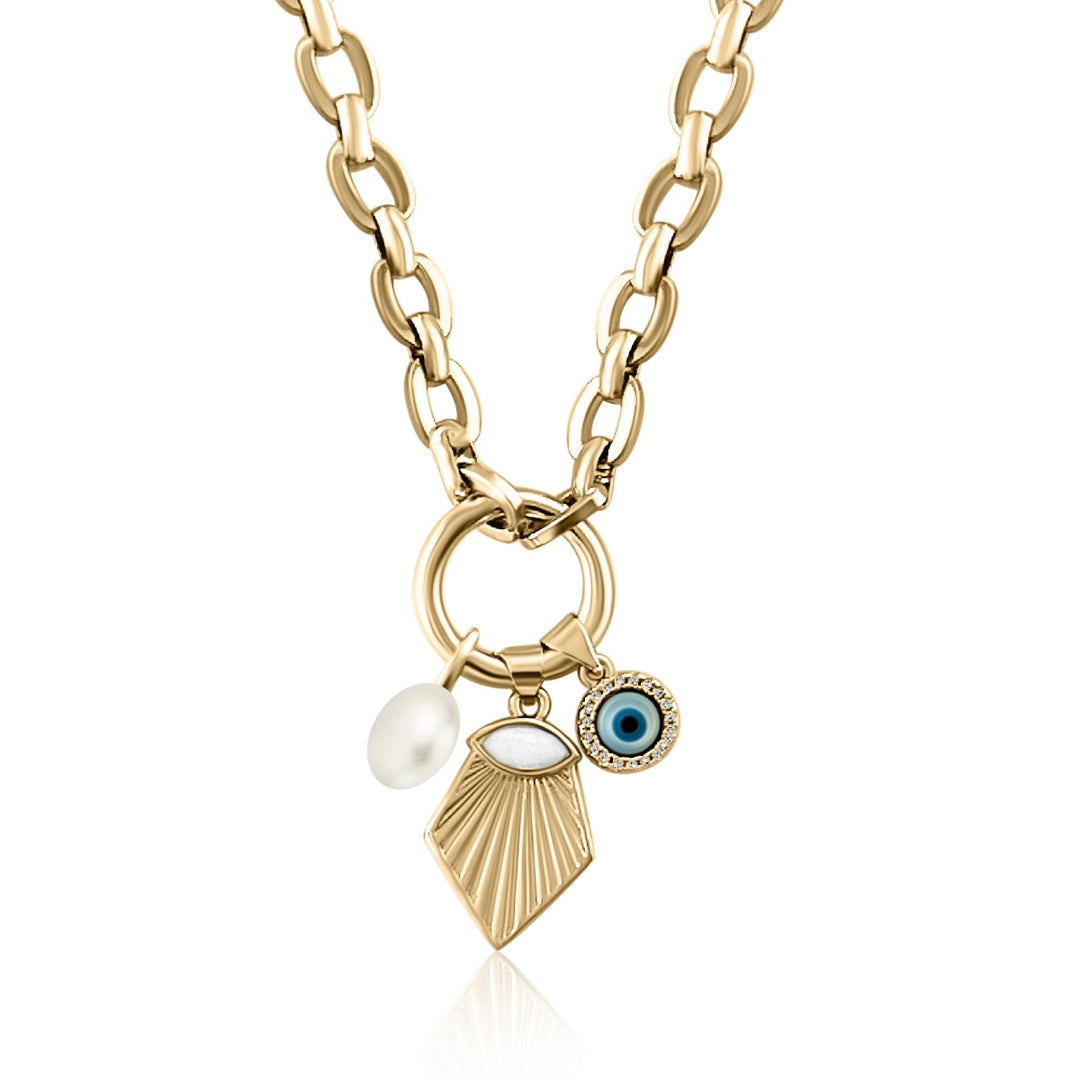 Sapphire Evil Eye Charm - Gold Filled