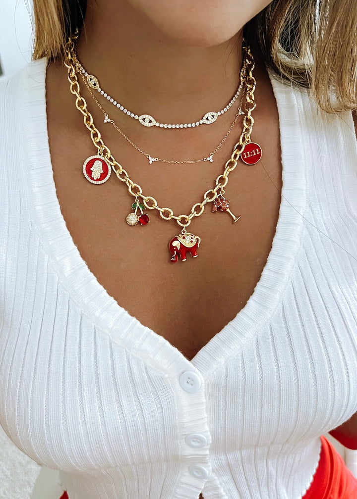 Healing Heart Red Charm Necklace - Gold Filled