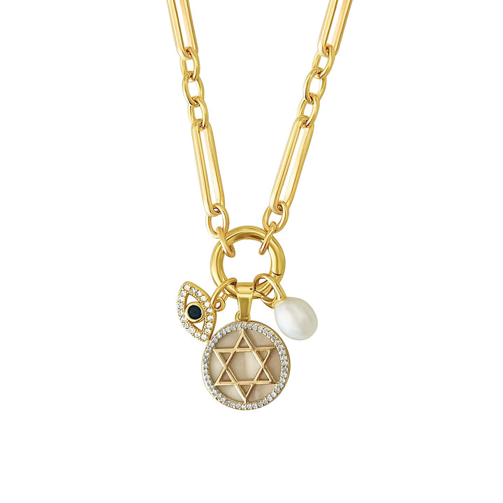 Star of David Gemstone Necklace- Gold Filled