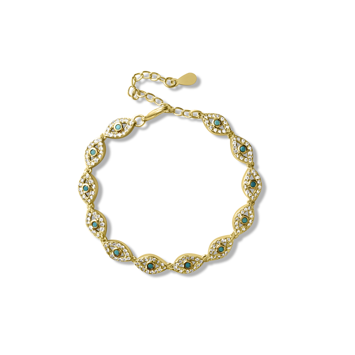 Gemstone Evil Eye Bracelet - Gold Filled