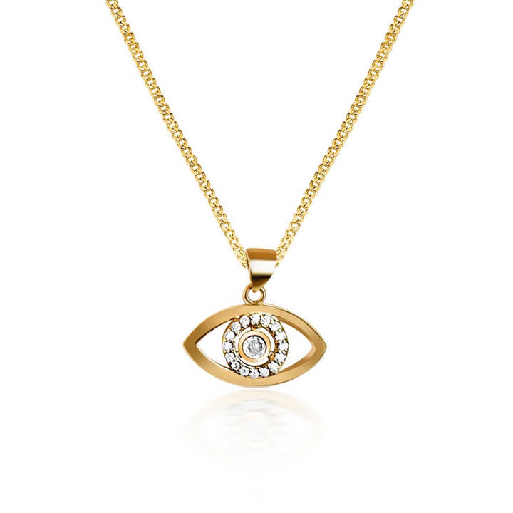 Cradled in Protection Evil Eye Necklace - Gold Filled