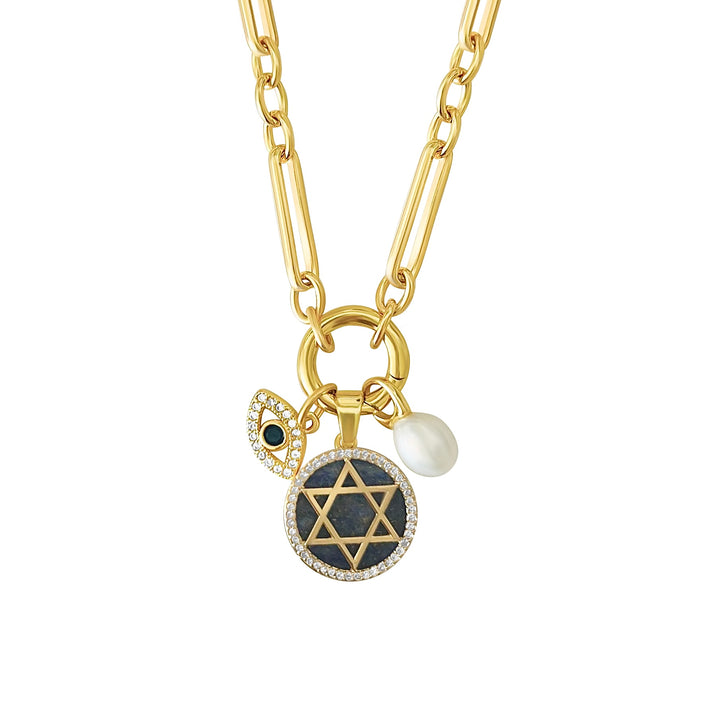 Star of David Gemstone Necklace- Gold Filled