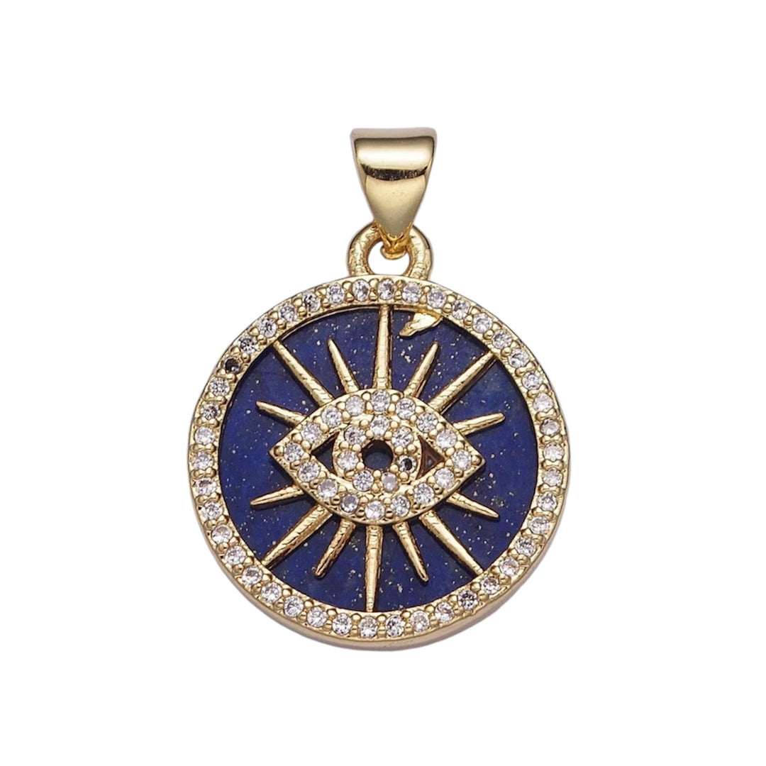 Blue Sunburst Evil Eye Charm 