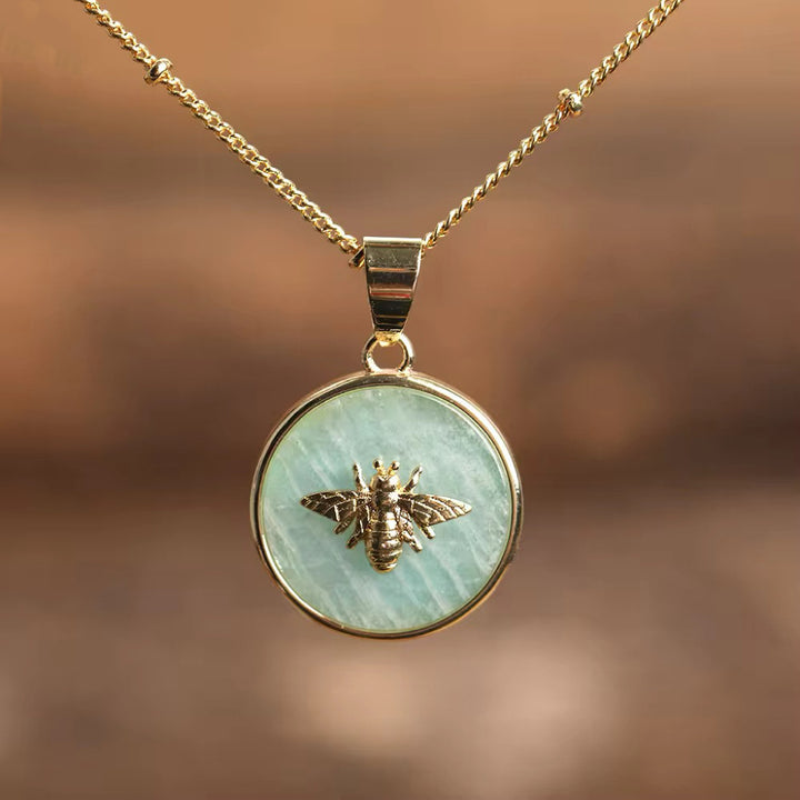 Gemstone Queen Bee Necklace - Gold Filled