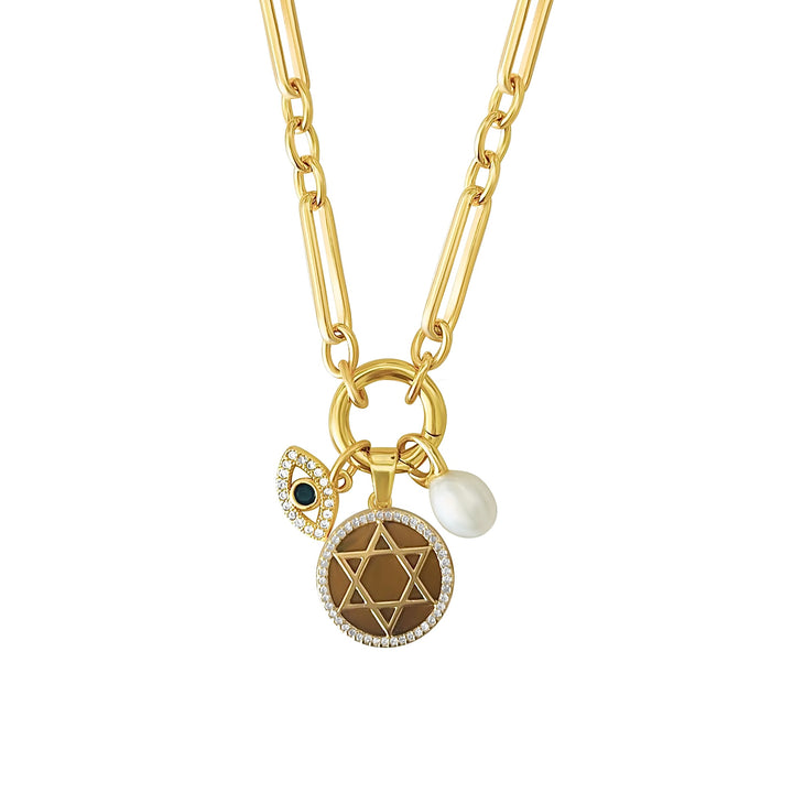 Star of David Gemstone Necklace- Gold Filled