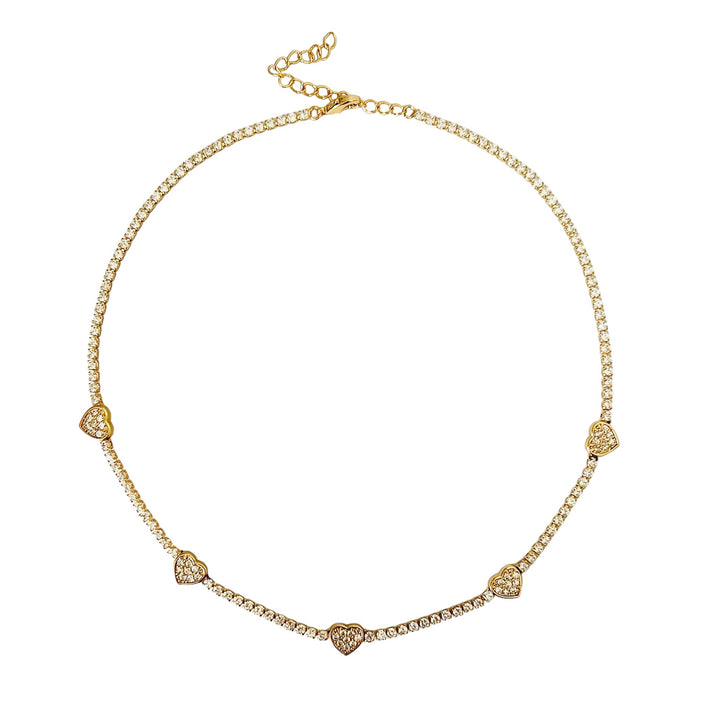 Heart Diamond Choker - Gold Filled