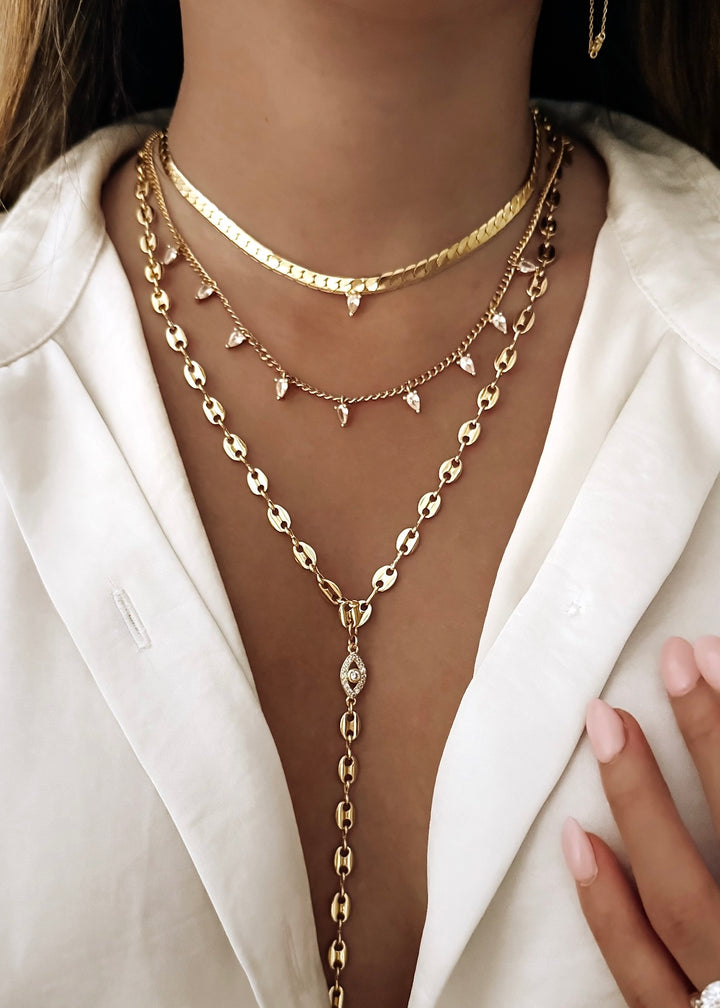 Snake Diamond 3 Necklace Set - Gold Filled