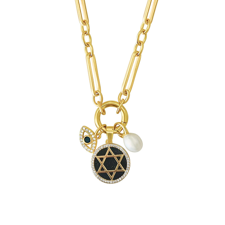 Star of David Gemstone Necklace- Gold Filled