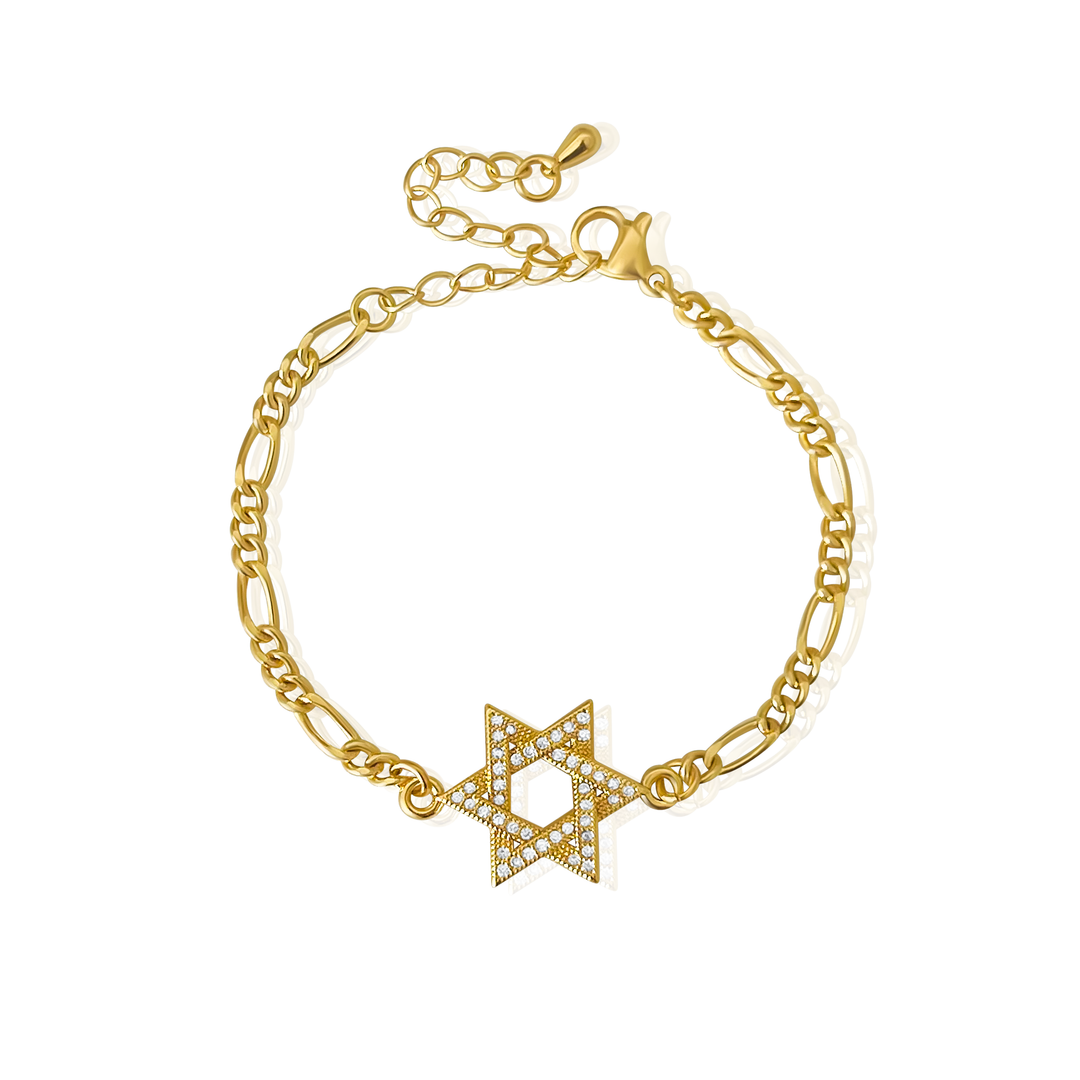 Diamond Star of David bracelet Gold Filled