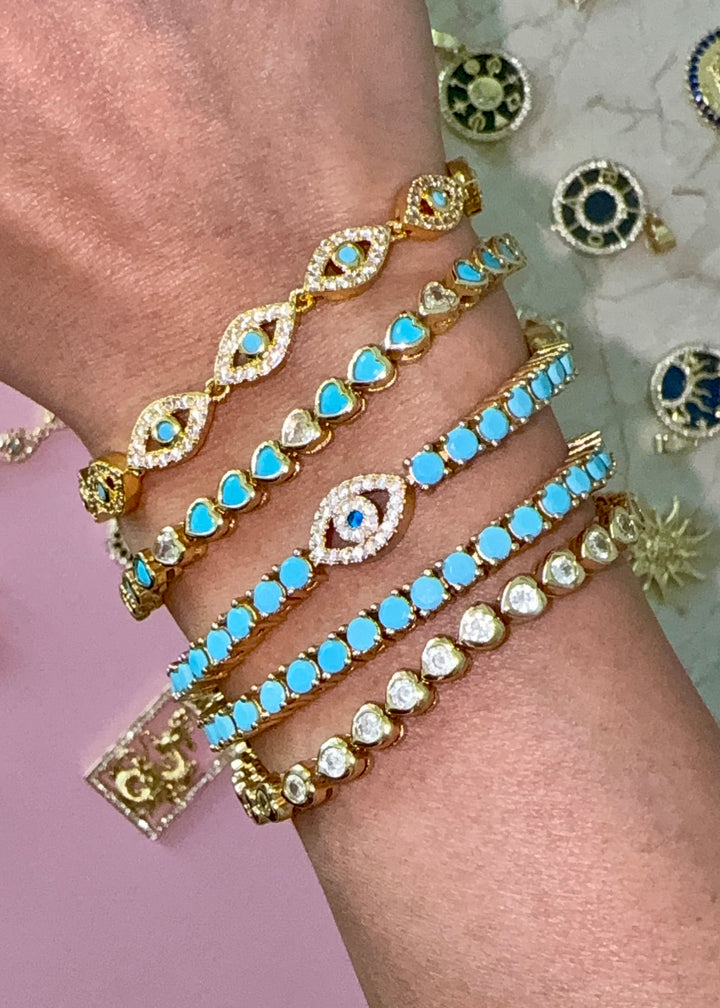 Gemstone Evil Eye Bracelet - Gold Filled