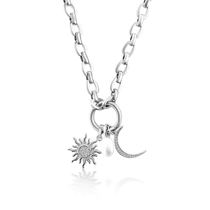 Celestial Light Sun & Moon Charm Necklace