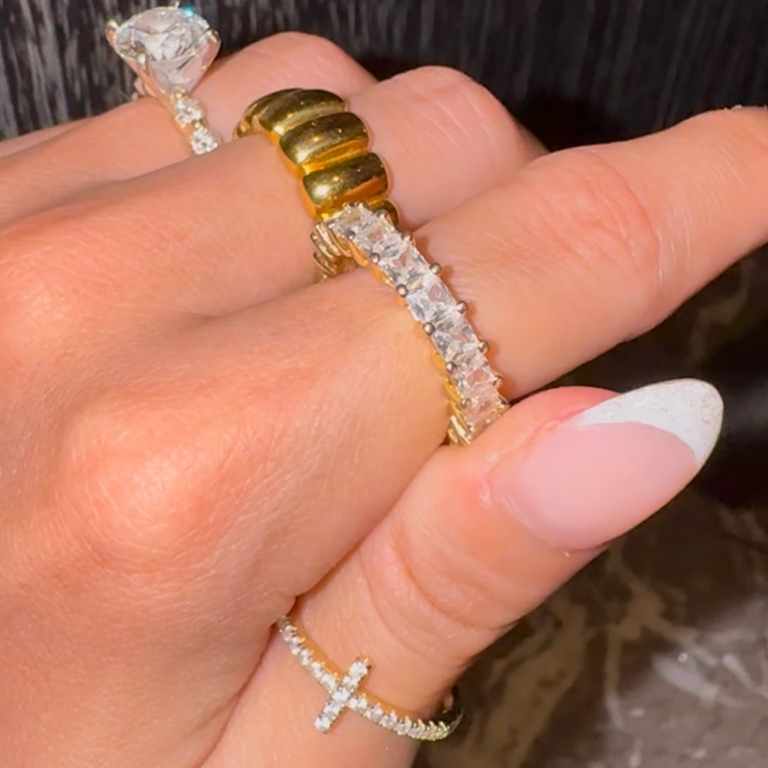 Ice Diamond Princess Ring - Gold Filled