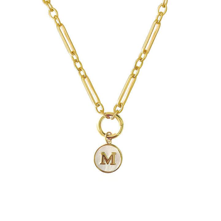 Mother of Pearl Initial Necklace - Gold Filled