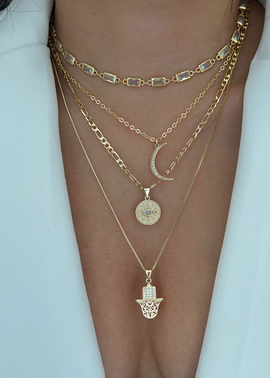 Zina Hamsa Hand Necklace - Gold Filled